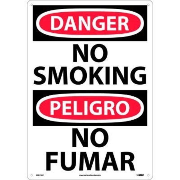 National Marker Co Bilingual Plastic Sign - Danger No Smoking ESD79RC